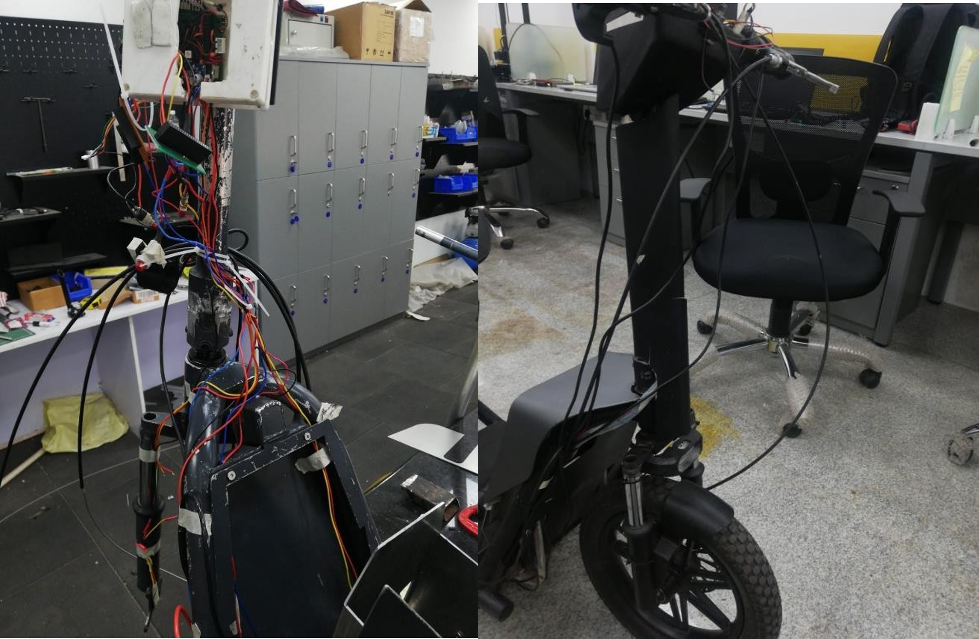 Wire harness evolution from Iteration 1 (left) to Iteration 3 (right) showing improved organization